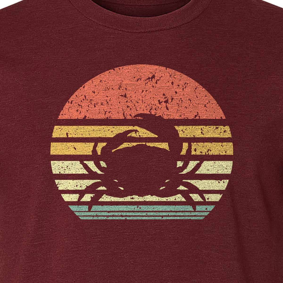 Crab T-Shirt, Retro Sunset Stripe Graphic for Beach Lovers and Animal Fans