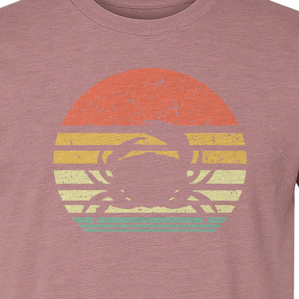 Crab T-Shirt, Retro Sunset Stripe Graphic for Beach Lovers and Animal Fans