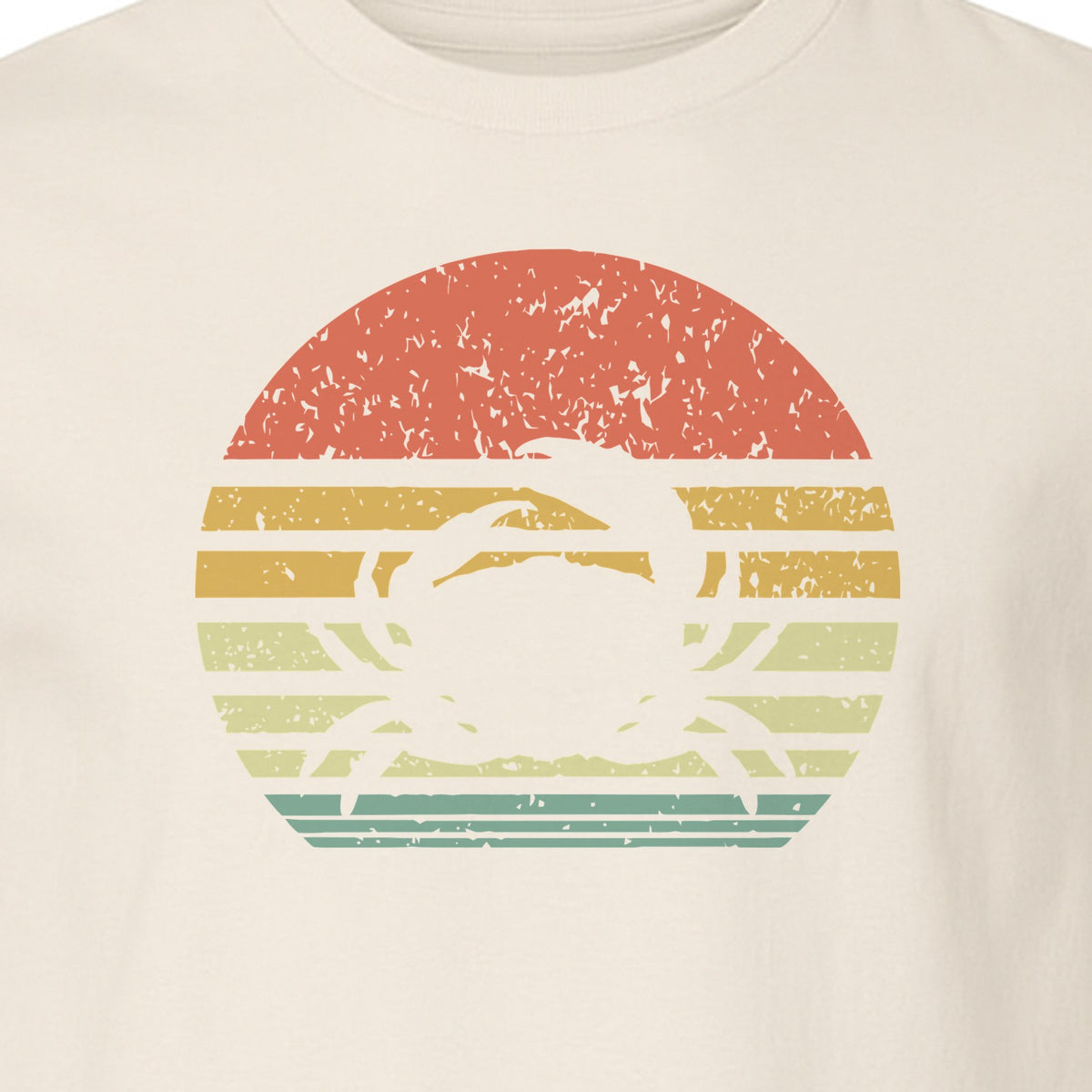 Crab T-Shirt, Retro Sunset Stripe Graphic for Beach Lovers and Animal Fans