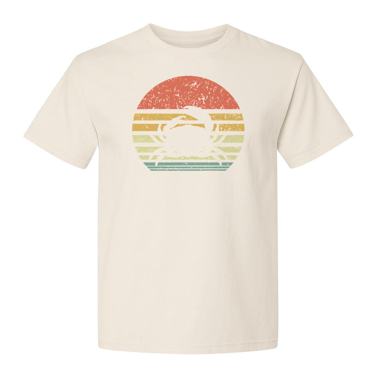 Crab T-Shirt, Retro Sunset Stripe Graphic for Beach Lovers and Animal Fans