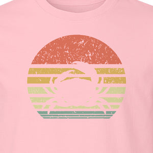Crab T-Shirt, Retro Sunset Stripe Graphic for Beach Lovers and Animal Fans