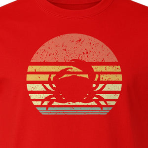 Crab T-Shirt, Retro Sunset Stripe Graphic for Beach Lovers and Animal Fans