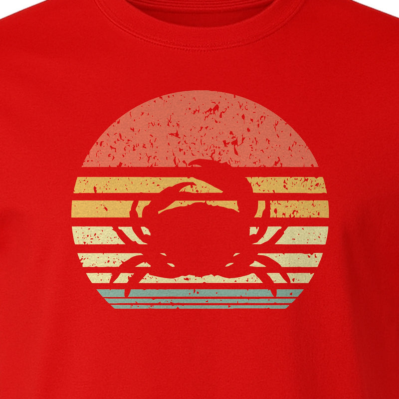 Crab T-Shirt, Retro Sunset Stripe Graphic for Beach Lovers and Animal Fans