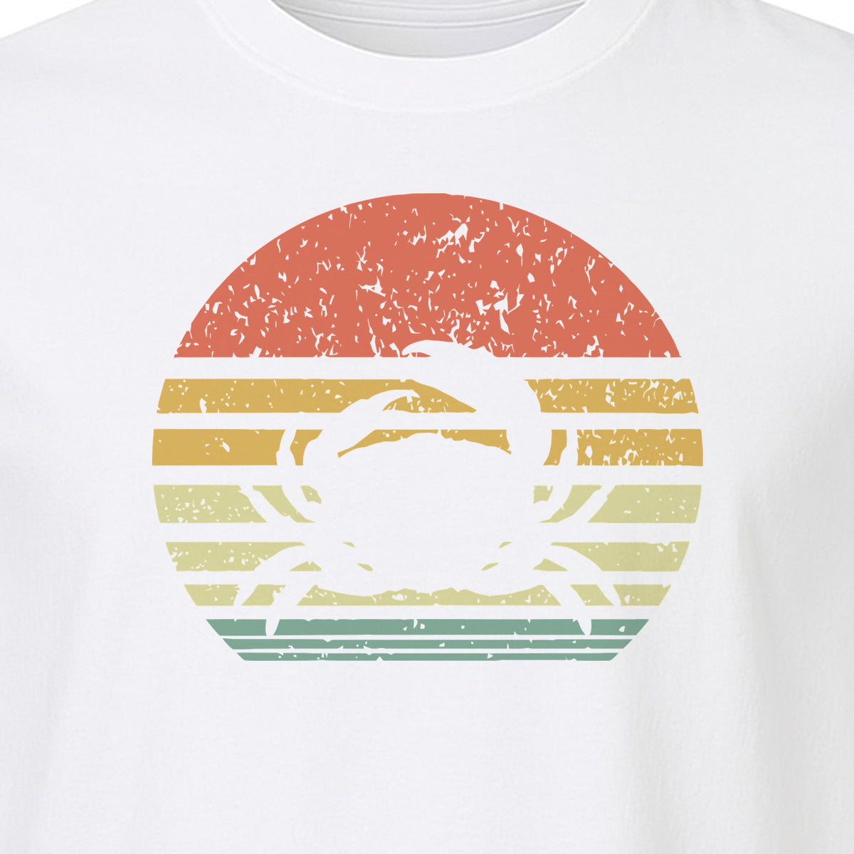 Crab T-Shirt, Retro Sunset Stripe Graphic for Beach Lovers and Animal Fans