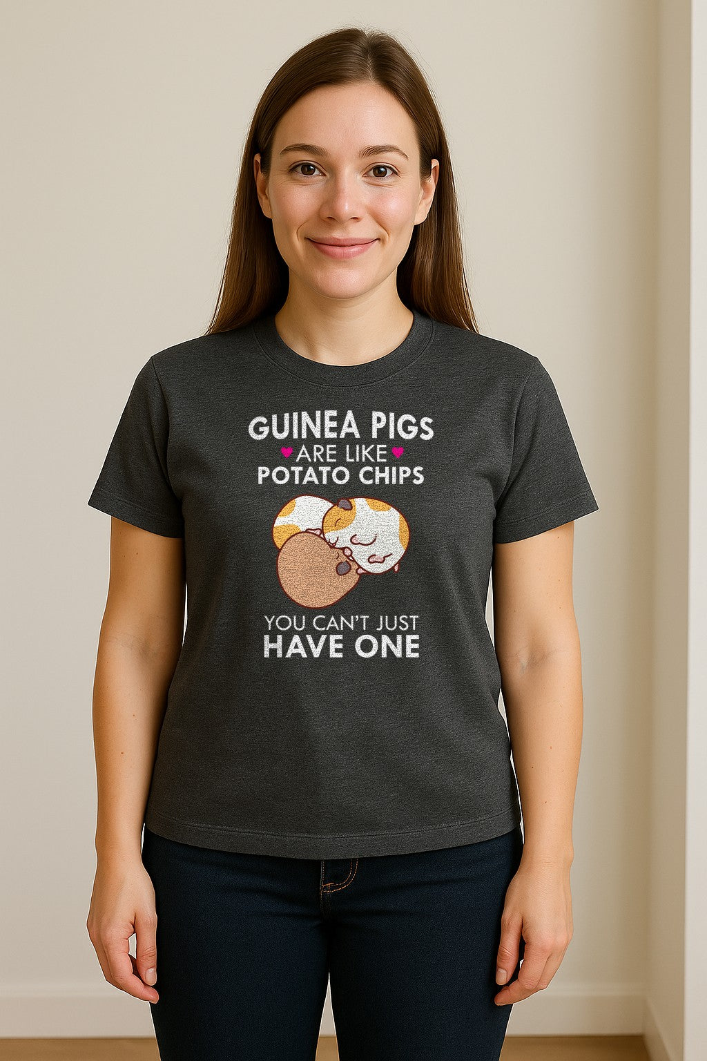 Guinea Pig T-Shirt, Funny Potato Chips Quote for Pet Lovers and Animal Fans