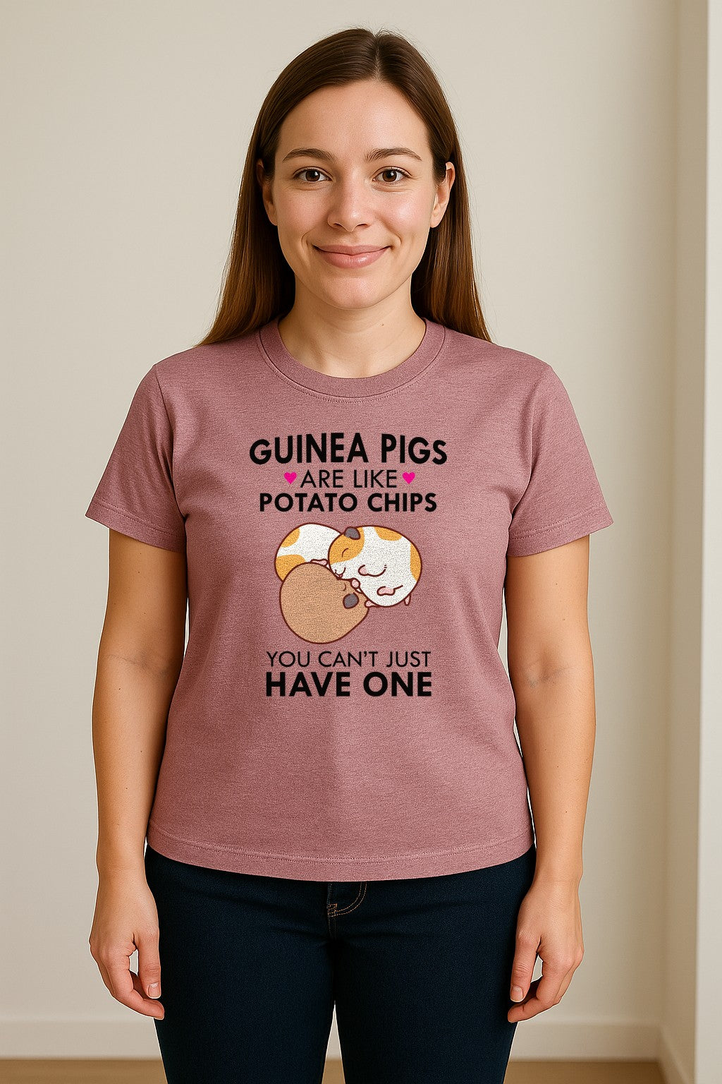 Guinea Pig T-Shirt, Funny Potato Chips Quote for Pet Lovers and Animal Fans