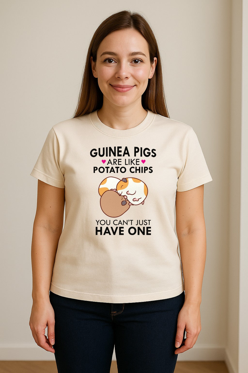 Guinea Pig T-Shirt, Funny Potato Chips Quote for Pet Lovers and Animal Fans