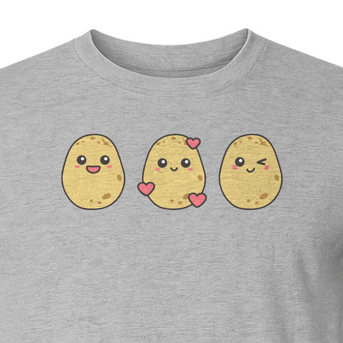 Potato T-Shirt, Three Cute Cartoon Faces Playful Vegetable Design for Foodies and Gardeners