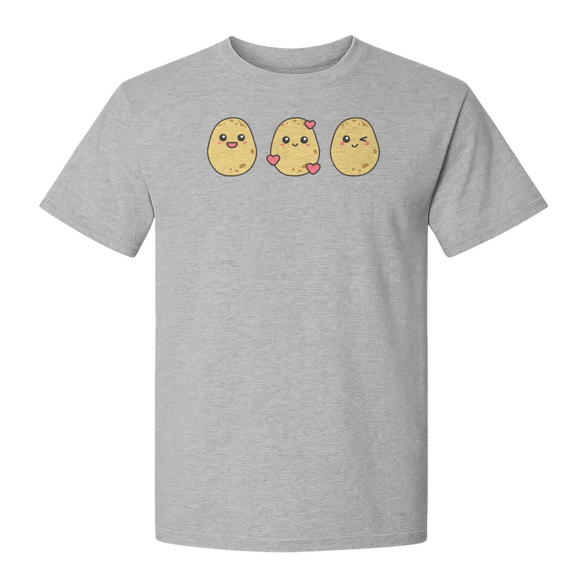 Potato T-Shirt, Three Cute Cartoon Faces Playful Vegetable Design for Foodies and Gardeners