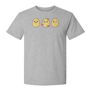 Potato T-Shirt, Three Cute Cartoon Faces Playful Vegetable Design for Foodies and Gardeners