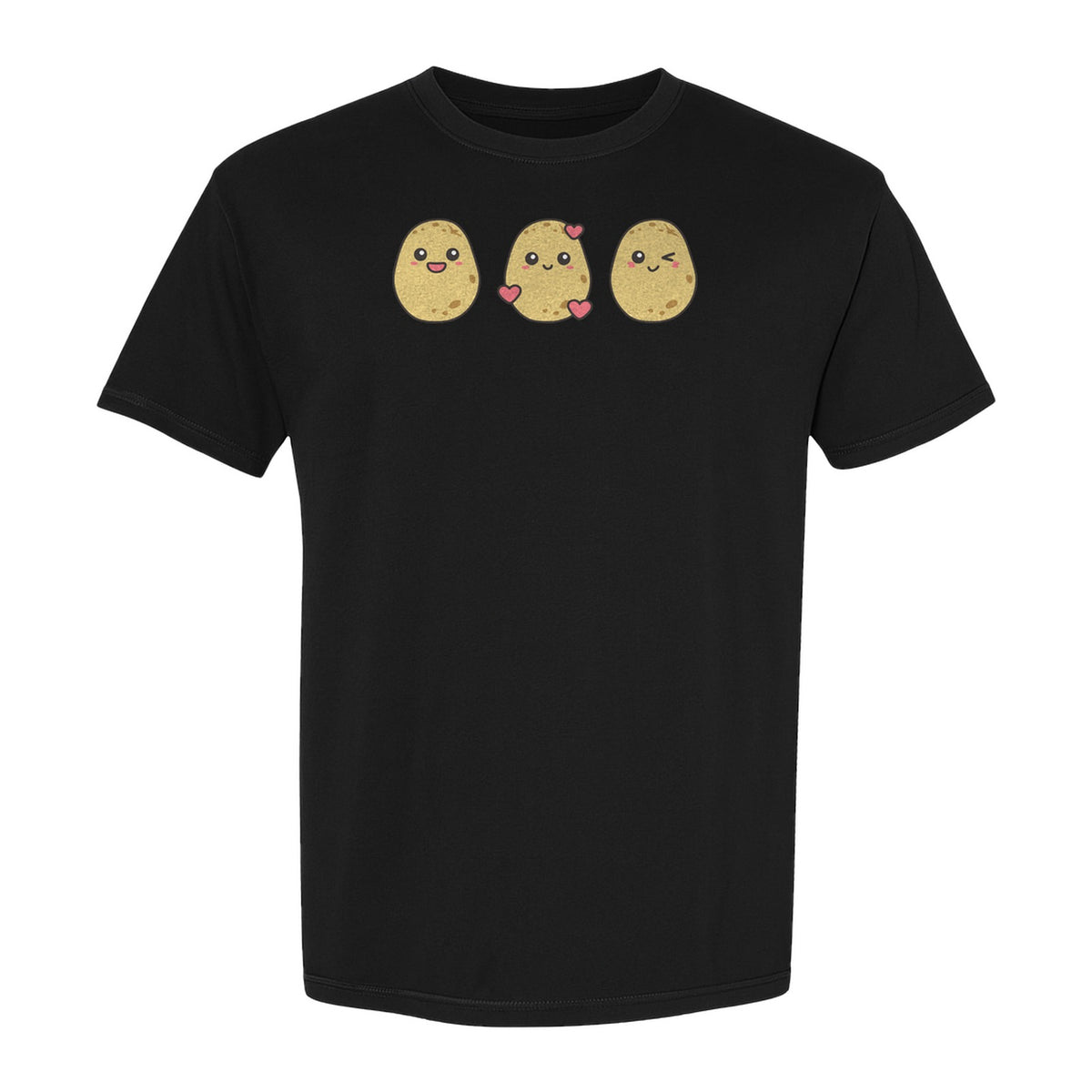 Potato T-Shirt, Three Cute Cartoon Faces Playful Vegetable Design for Foodies and Gardeners