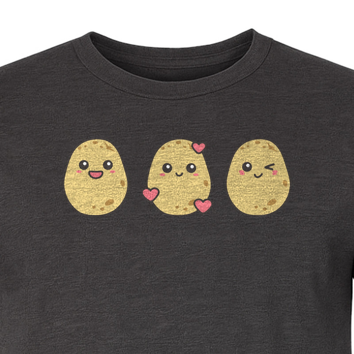 Potato T-Shirt, Three Cute Cartoon Faces Playful Vegetable Design for Foodies and Gardeners
