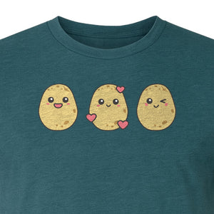Potato T-Shirt, Three Cute Cartoon Faces Playful Vegetable Design for Foodies and Gardeners