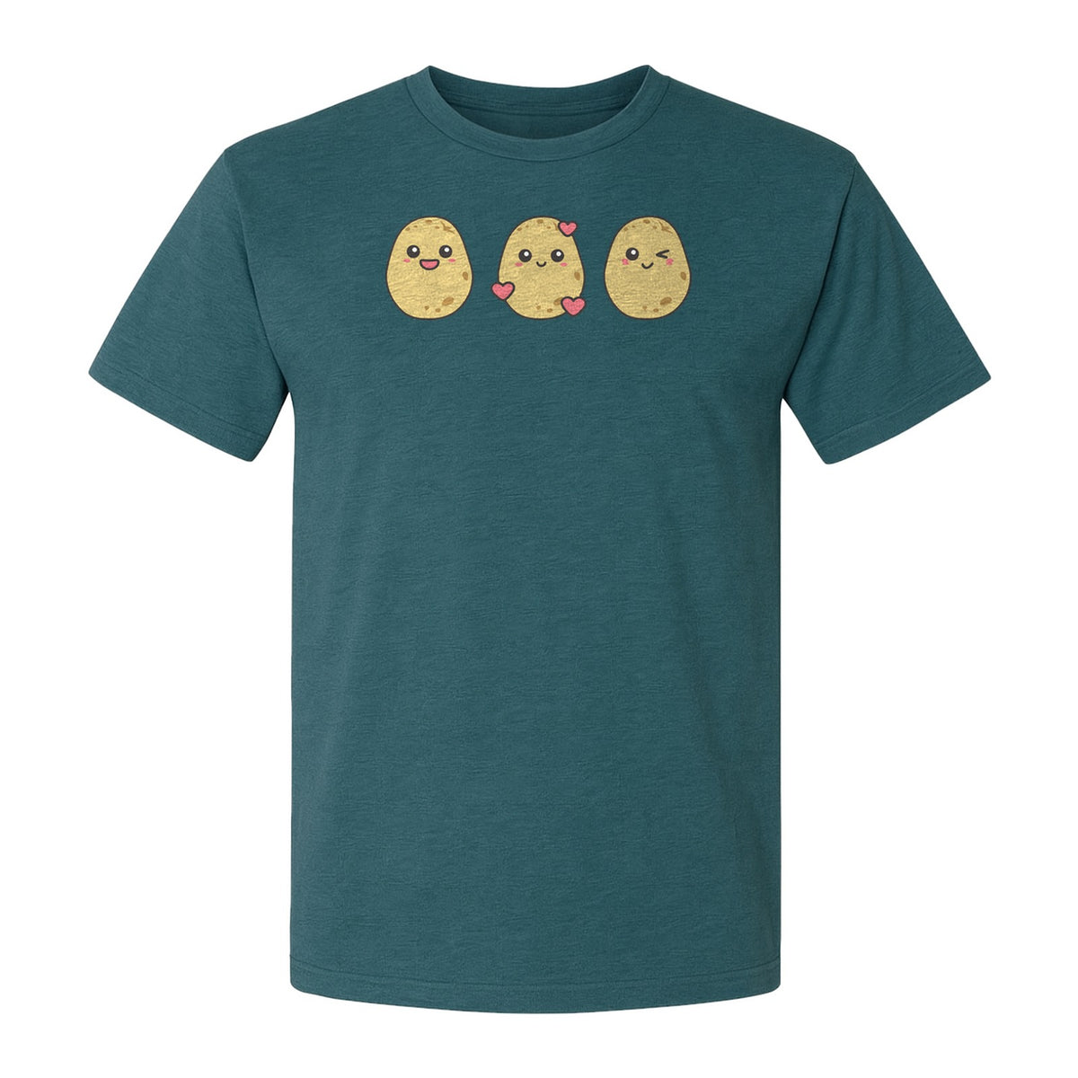 Potato T-Shirt, Three Cute Cartoon Faces Playful Vegetable Design for Foodies and Gardeners