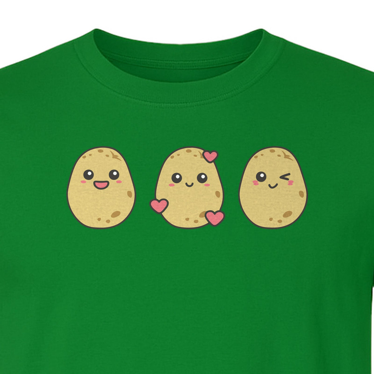 Potato T-Shirt, Three Cute Cartoon Faces Playful Vegetable Design for Foodies and Gardeners