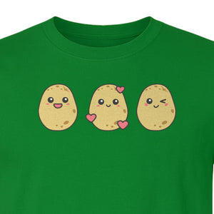 Potato T-Shirt, Three Cute Cartoon Faces Playful Vegetable Design for Foodies and Gardeners