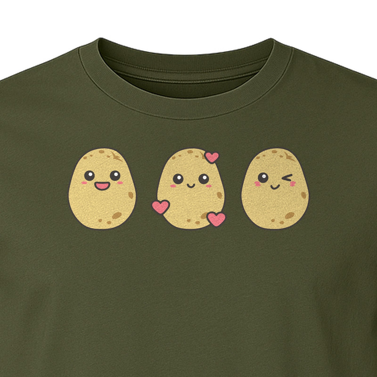 Potato T-Shirt, Three Cute Cartoon Faces Playful Vegetable Design for Foodies and Gardeners