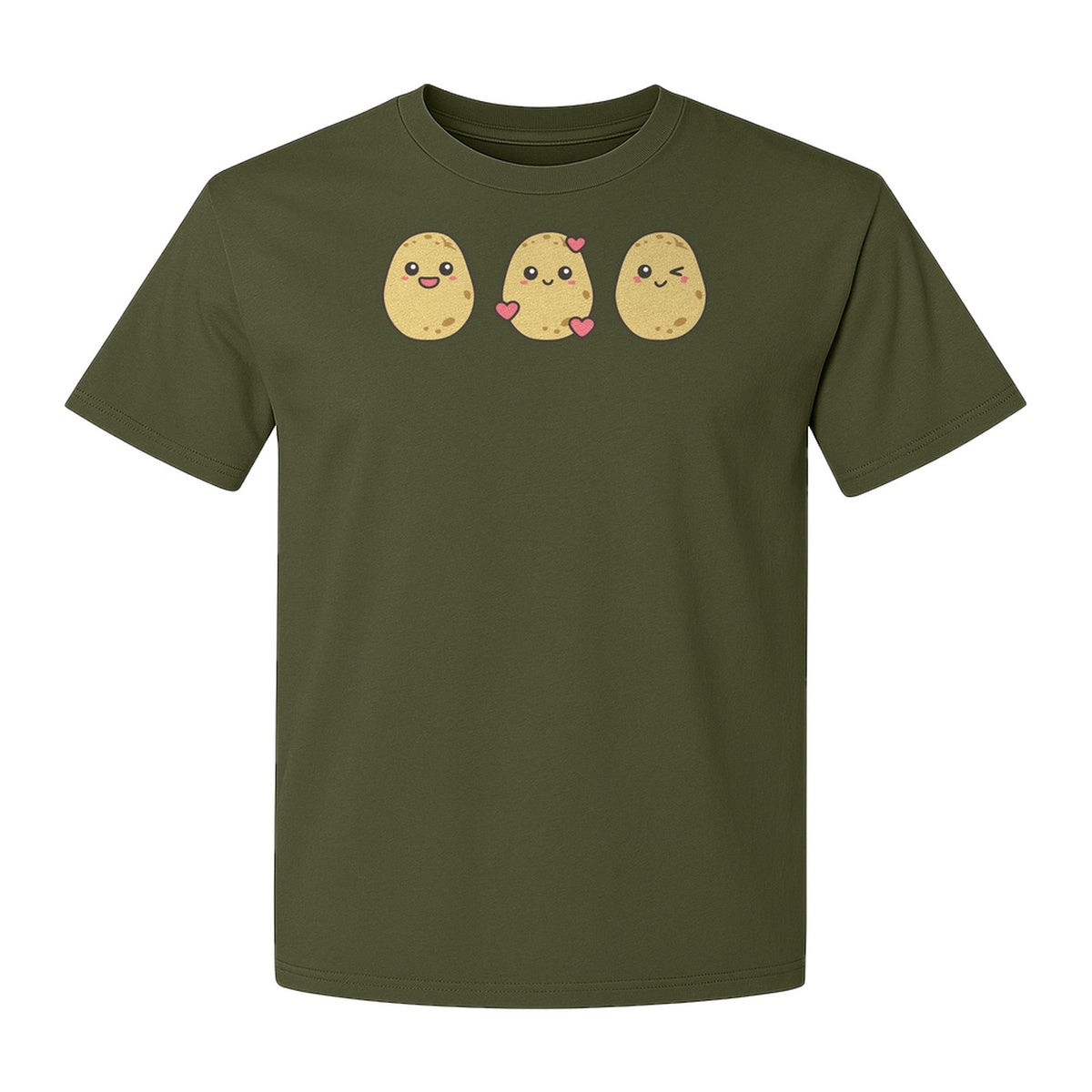 Potato T-Shirt, Three Cute Cartoon Faces Playful Vegetable Design for Foodies and Gardeners