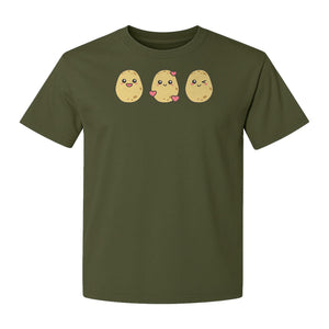 Potato T-Shirt, Three Cute Cartoon Faces Playful Vegetable Design for Foodies and Gardeners