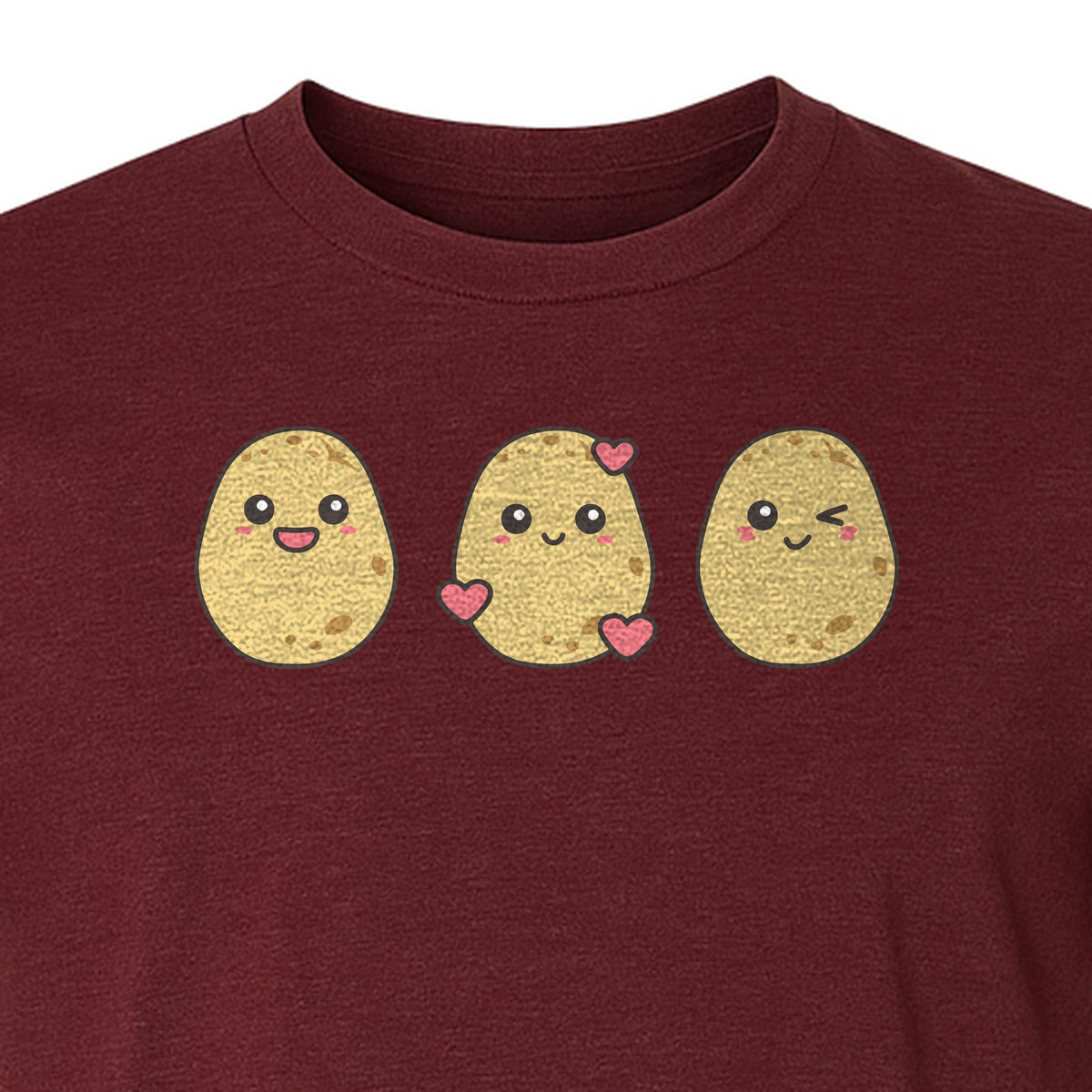 Potato T-Shirt, Three Cute Cartoon Faces Playful Vegetable Design for Foodies and Gardeners