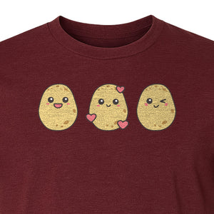 Potato T-Shirt, Three Cute Cartoon Faces Playful Vegetable Design for Foodies and Gardeners