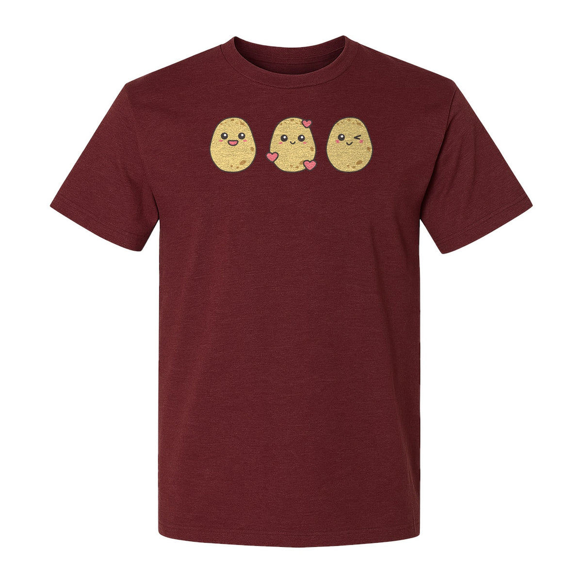 Potato T-Shirt, Three Cute Cartoon Faces Playful Vegetable Design for Foodies and Gardeners