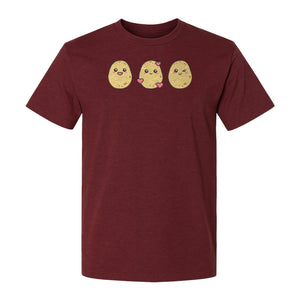 Potato T-Shirt, Three Cute Cartoon Faces Playful Vegetable Design for Foodies and Gardeners