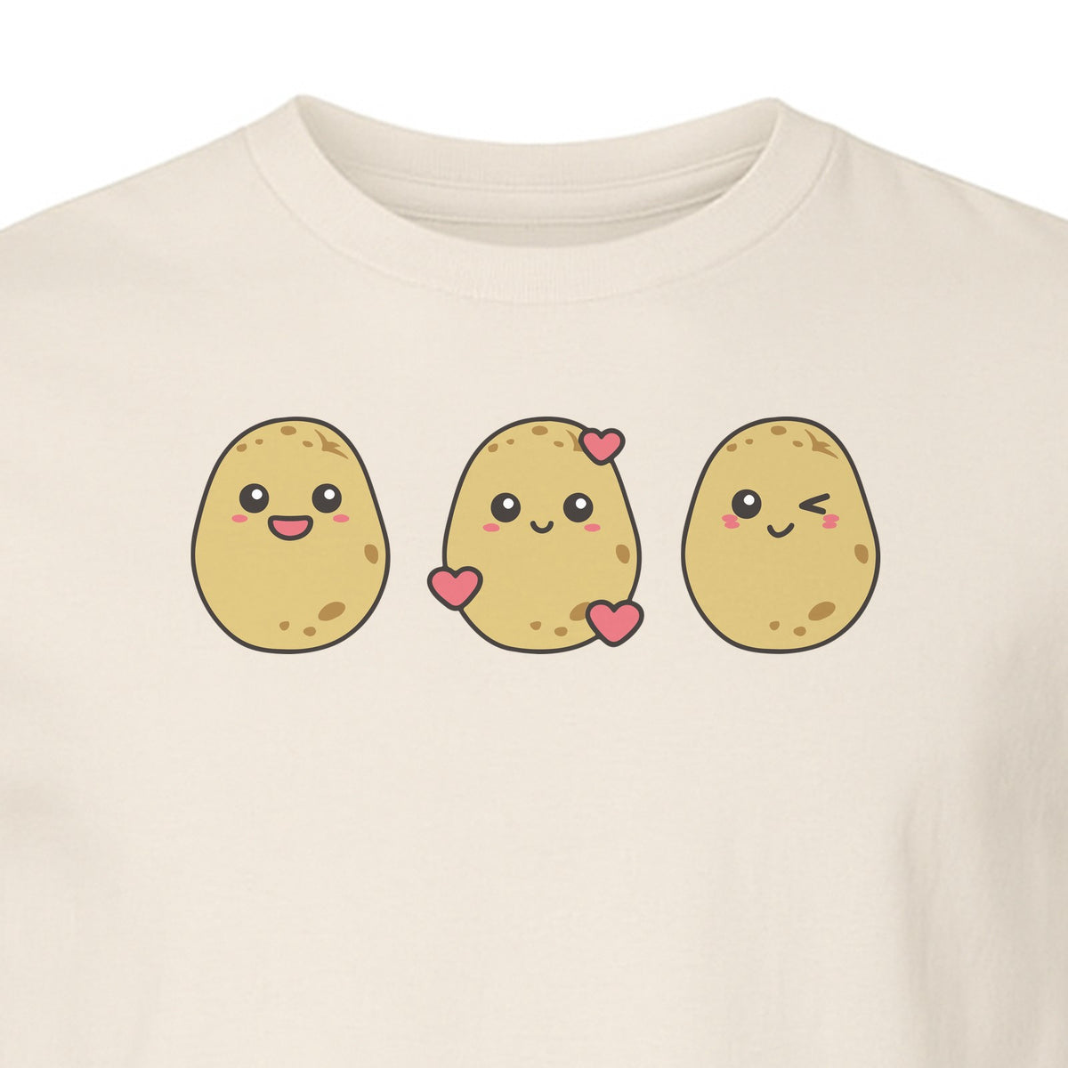Potato T-Shirt, Three Cute Cartoon Faces Playful Vegetable Design for Foodies and Gardeners