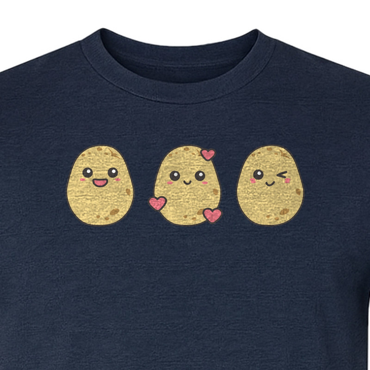 Potato T-Shirt, Three Cute Cartoon Faces Playful Vegetable Design for Foodies and Gardeners