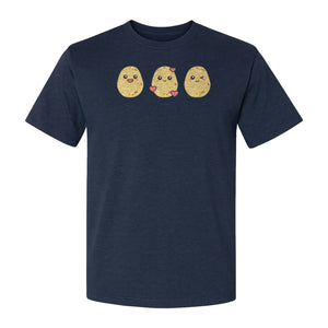 Potato T-Shirt, Three Cute Cartoon Faces Playful Vegetable Design for Foodies and Gardeners