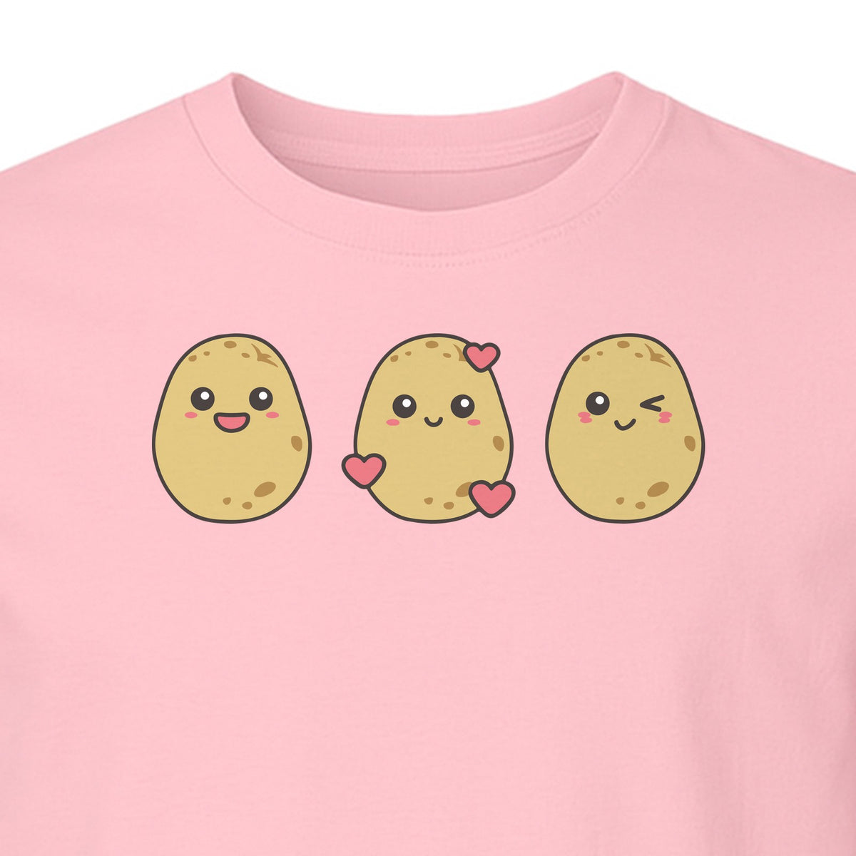 Potato T-Shirt, Three Cute Cartoon Faces Playful Vegetable Design for Foodies and Gardeners