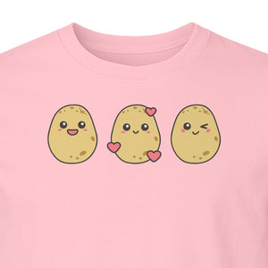 Potato T-Shirt, Three Cute Cartoon Faces Playful Vegetable Design for Foodies and Gardeners