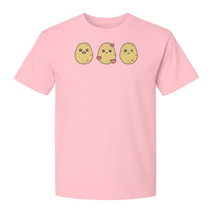 Potato T-Shirt, Three Cute Cartoon Faces Playful Vegetable Design for Foodies and Gardeners
