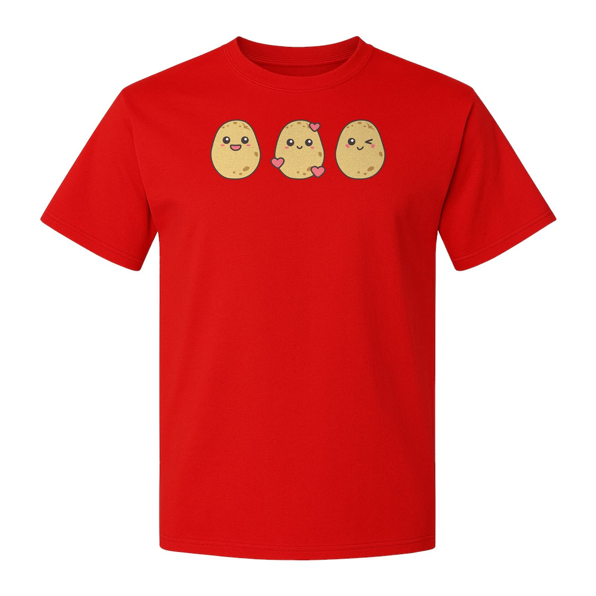 Potato T-Shirt, Three Cute Cartoon Faces Playful Vegetable Design for Foodies and Gardeners