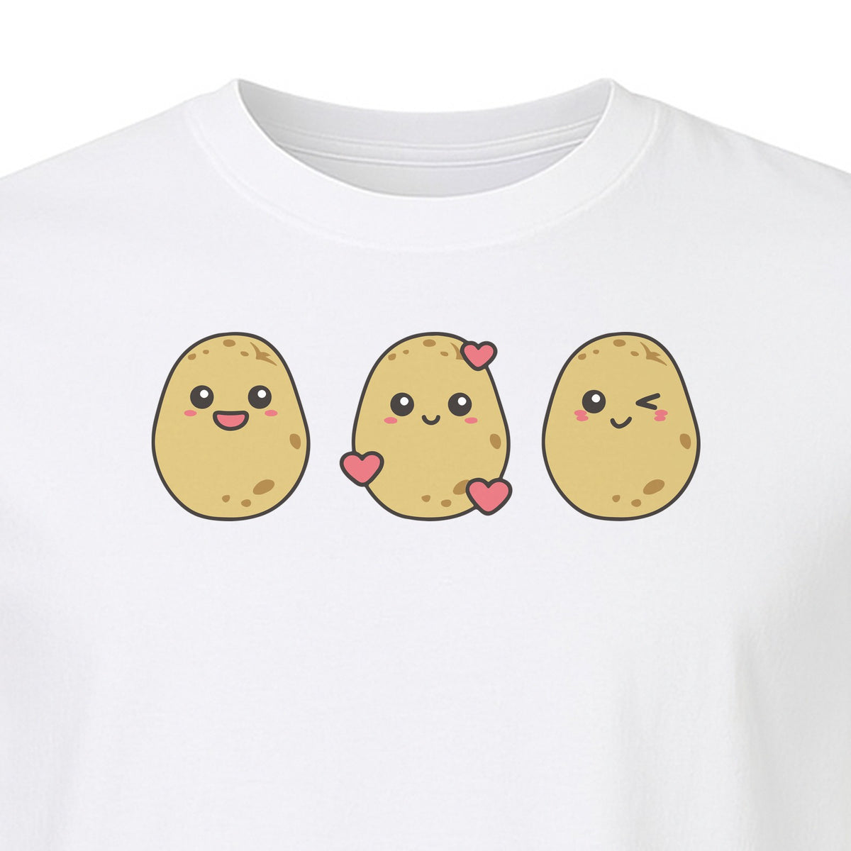Potato T-Shirt, Three Cute Cartoon Faces Playful Vegetable Design for Foodies and Gardeners