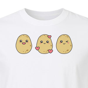 Potato T-Shirt, Three Cute Cartoon Faces Playful Vegetable Design for Foodies and Gardeners