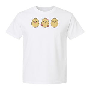 Potato T-Shirt, Three Cute Cartoon Faces Playful Vegetable Design for Foodies and Gardeners