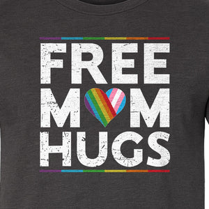 Free Mom Hugs T-Shirt, Rainbow Heart Design for LGBTQ+ Support and Pride Month Events