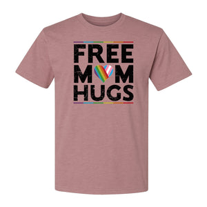 Free Mom Hugs T-Shirt, Rainbow Heart Design for LGBTQ+ Support and Pride Month Events