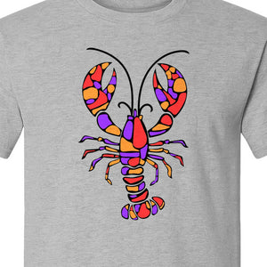 Lobster Mosaic T-Shirt, Colorful Crustacean Graphic for Seafood Lovers and Ocean Fans