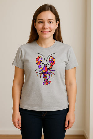 Lobster Mosaic T-Shirt, Colorful Crustacean Graphic for Seafood Lovers and Ocean Fans