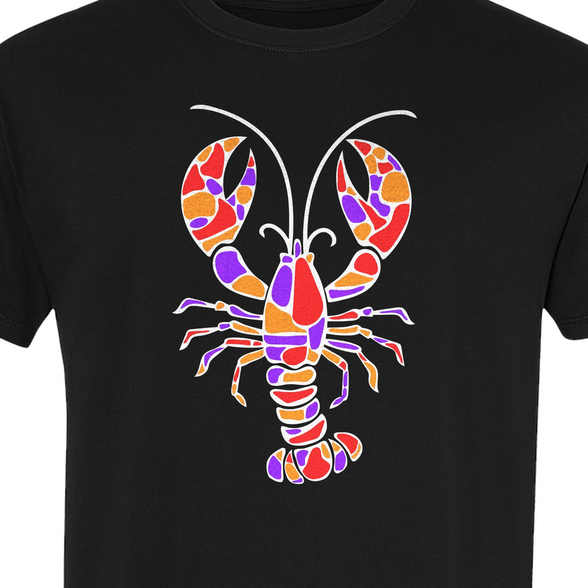 Lobster Mosaic T-Shirt, Colorful Crustacean Graphic for Seafood Lovers and Ocean Fans