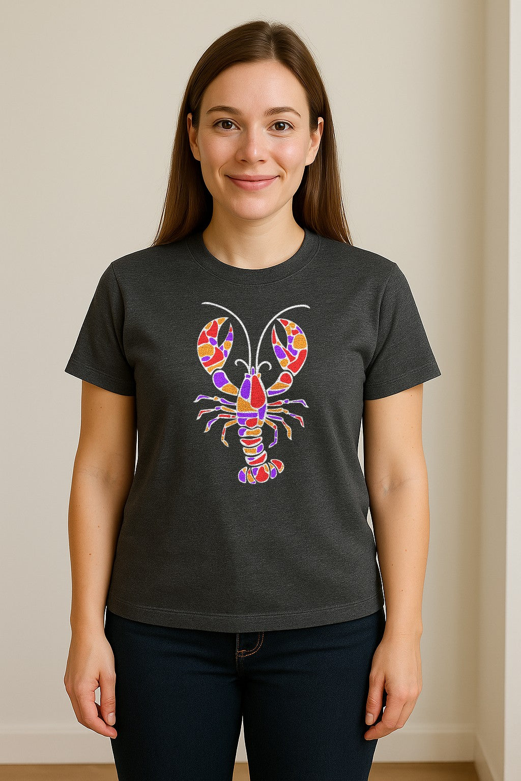 Lobster Mosaic T-Shirt, Colorful Crustacean Graphic for Seafood Lovers and Ocean Fans
