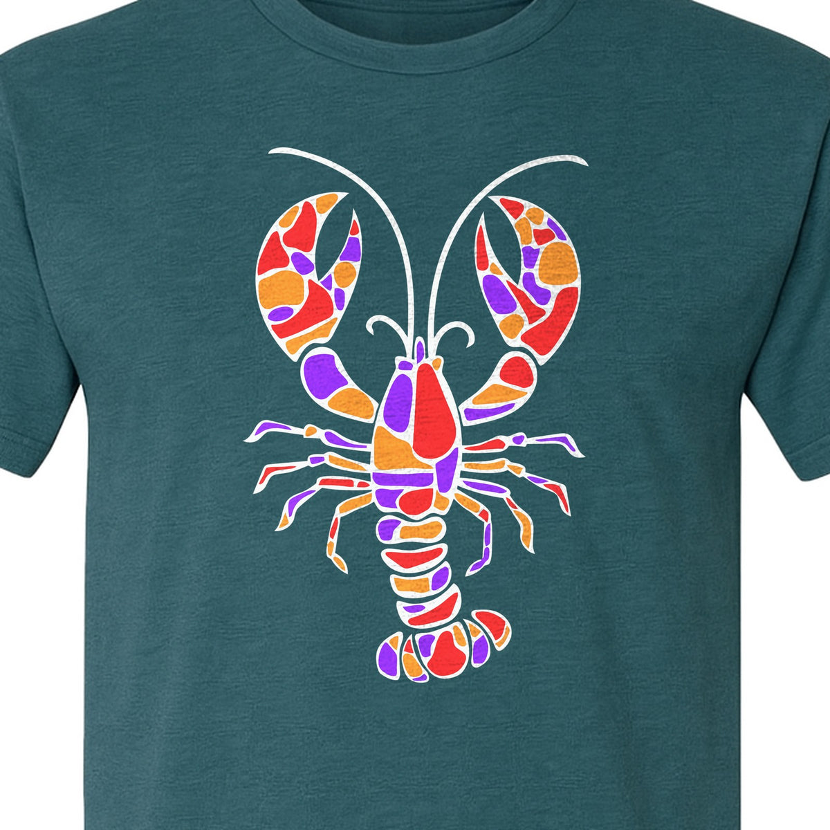 Lobster Mosaic T-Shirt, Colorful Crustacean Graphic for Seafood Lovers and Ocean Fans