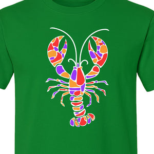 Lobster Mosaic T-Shirt, Colorful Crustacean Graphic for Seafood Lovers and Ocean Fans