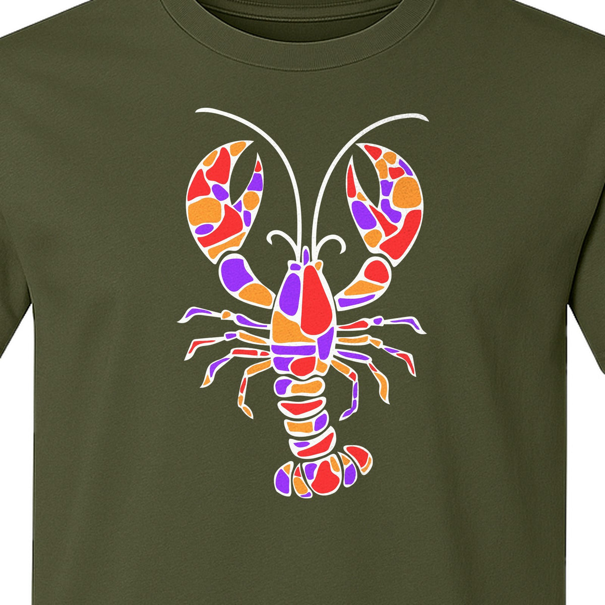 Lobster Mosaic T-Shirt, Colorful Crustacean Graphic for Seafood Lovers and Ocean Fans