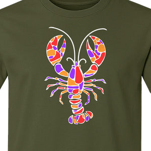 Lobster Mosaic T-Shirt, Colorful Crustacean Graphic for Seafood Lovers and Ocean Fans