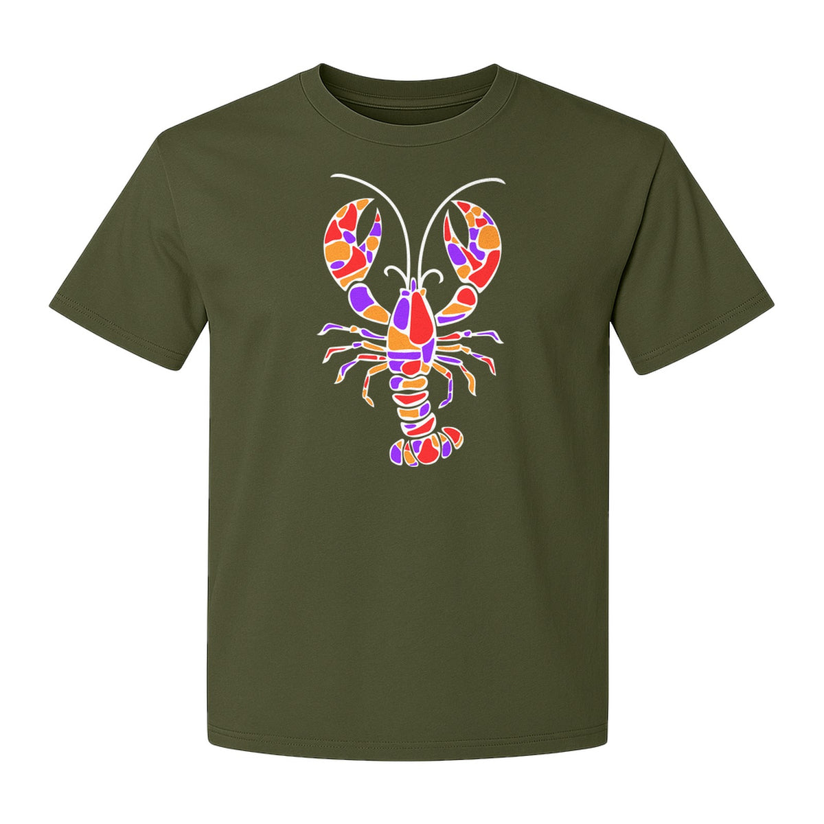 Lobster Mosaic T-Shirt, Colorful Crustacean Graphic for Seafood Lovers and Ocean Fans