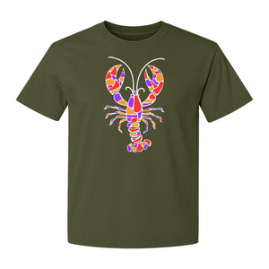 Lobster Mosaic T-Shirt, Colorful Crustacean Graphic for Seafood Lovers and Ocean Fans