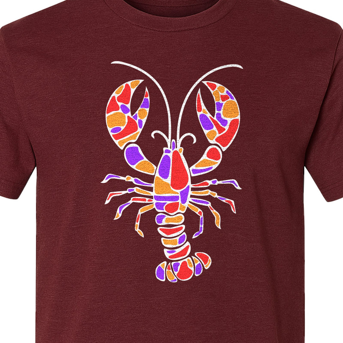 Lobster Mosaic T-Shirt, Colorful Crustacean Graphic for Seafood Lovers and Ocean Fans